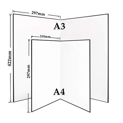 (2 Pcs) Light Reflector 3 in 1 Photography Reflector Cardboard, A4 (12x8 Inch) Size Folding Light Diffuser Board for Still Life, Product and Food Photo Shooting - Black, Silver and White, 2 Pack - size: A4