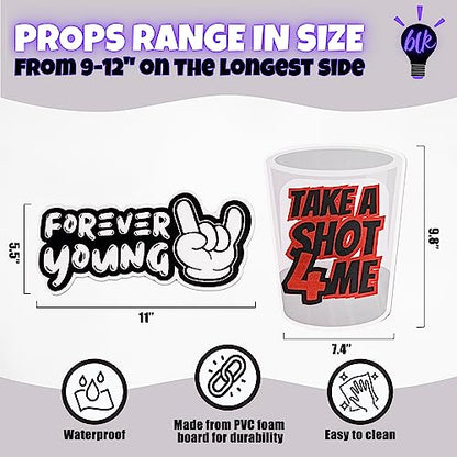 (2000's Pack) Elevate Your Photo Booth Experience with Durable & Waterproof Photo booth Props - Perfect for Weddings, Birthdays, & Photo Booth Businesses - PVC Foamboard Photo Props -10 pieces per Set - color: 2000's Pack