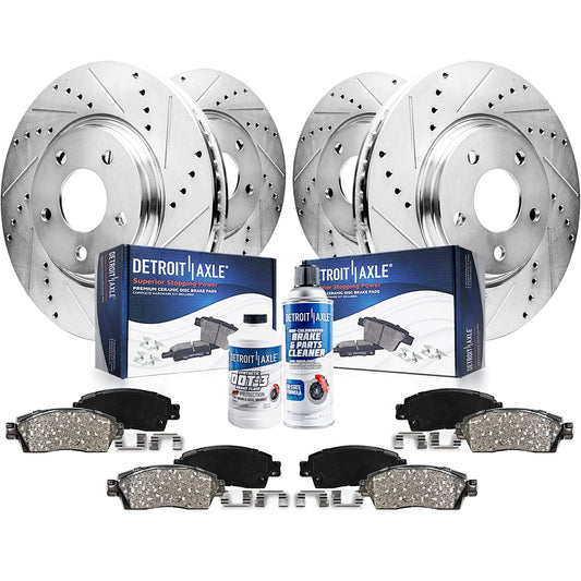 Detroit Axle - Brake Kit for Chevy Impala Malibu Buick LaCrosse Regal Allure, Drilled & Slotted Brake Rotors and Ceramic Brakes