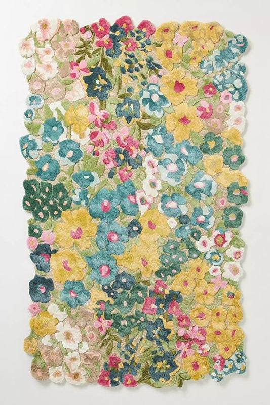 Cassia Wool Viscose Area Rug – 9’ x 13' – Handmade Wool Area Rugs –Yellow – Rugs for Living Room, Bedroom – Anti-Skid – Carpets with Non-Slip Natural Backing with 100% Cotton